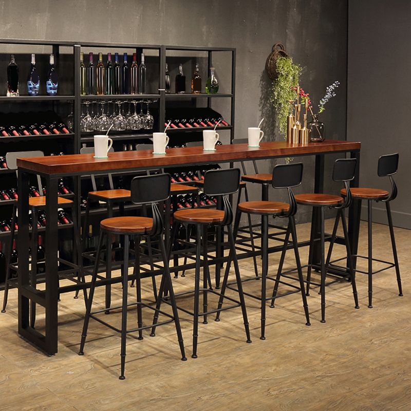 Industrial Bar Table Rectangle Solid Wood Pub Table for Breakroom