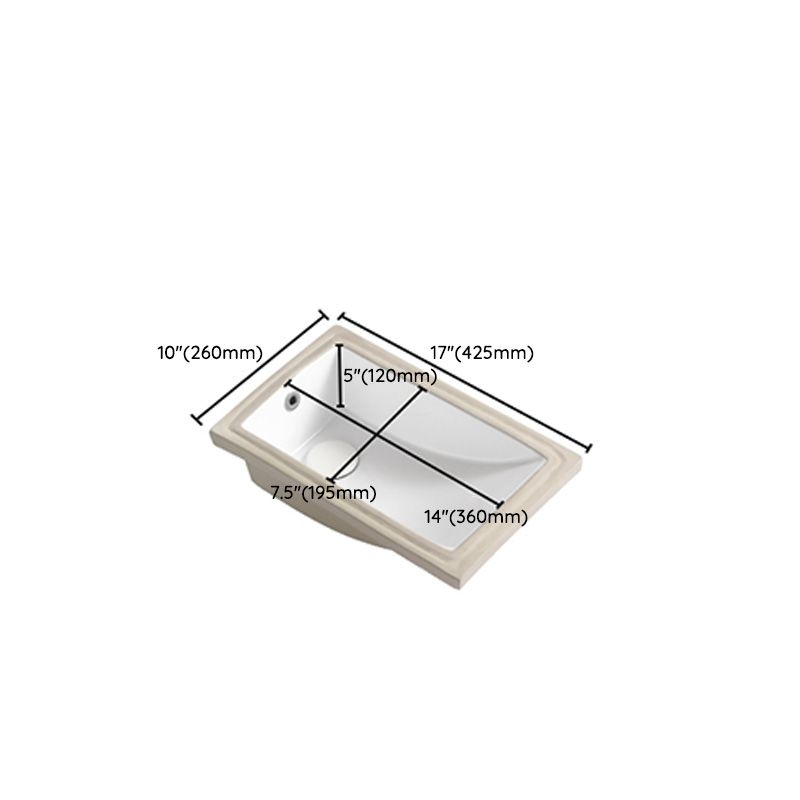 Traditional Undermount Bathroom Sink Rectangular with Faucet Basin Sink