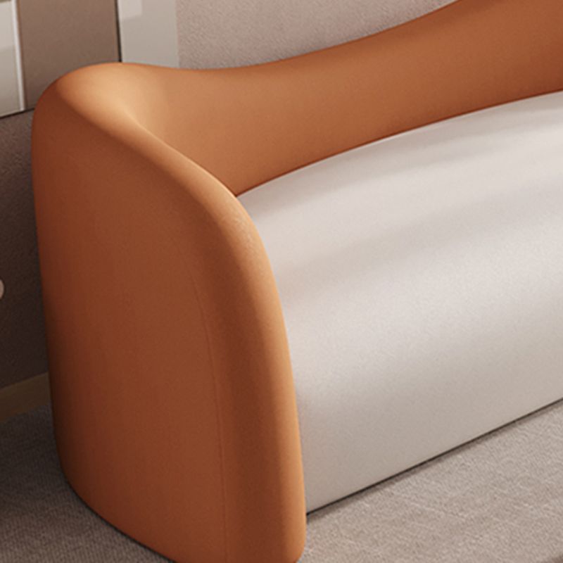 Faux Leather Modern Sofa Sloped Arm Curved Sofa for Living Room