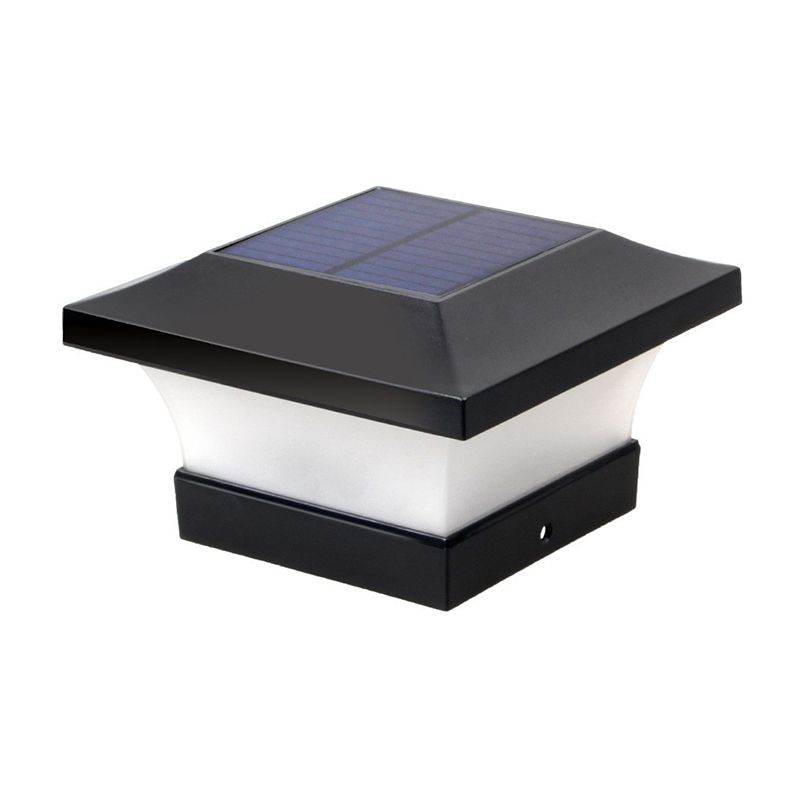 Black Square Pillar Lamp Outdoor Waterproof Solar Lights for Garden