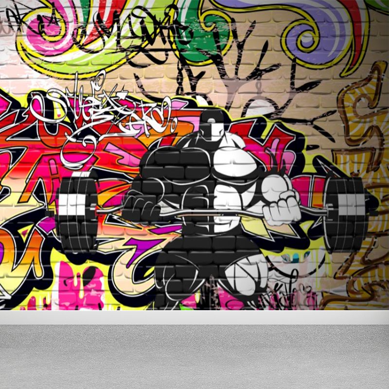 Graffiti Graphic Mural Wallpaper Pastel Color Modern Wall Covering for Living Room