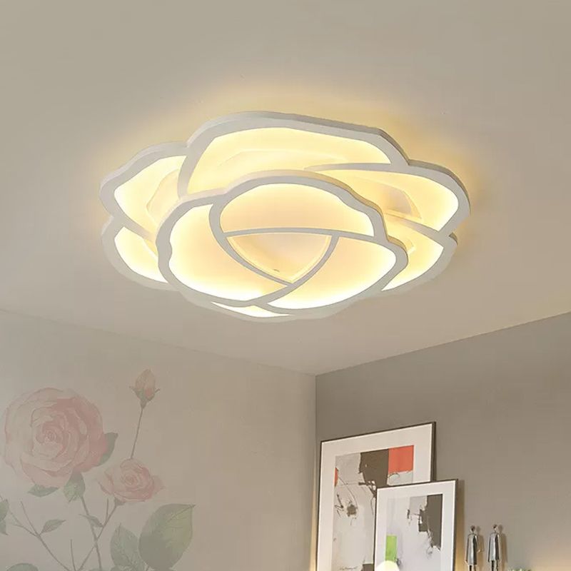 Blossom Acrylic Flush Light Minimalism LED White Flush Mount Recessed Lighting in White/3 Color Light