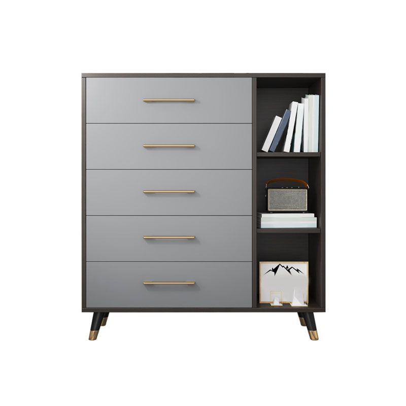 Grey Accent Chest with Solid Wood Straight Legs and Drawers Chest