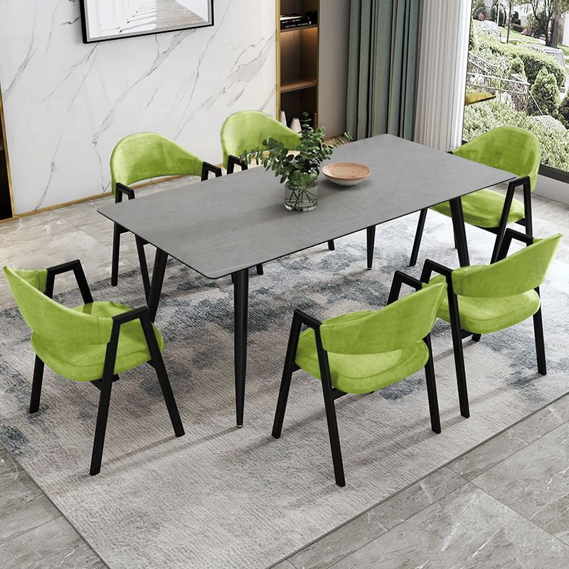 Eigentijdse stijl gesinterde stenen rechthoekige eettafel met 4 poten voor thuis