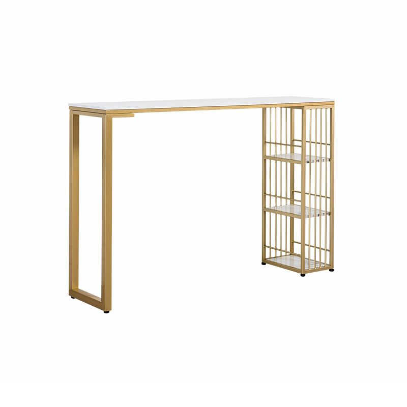 Modern 1/3 Pieces Bar Table Set Rectangle Stone Counter Table with High Stools for Cafe