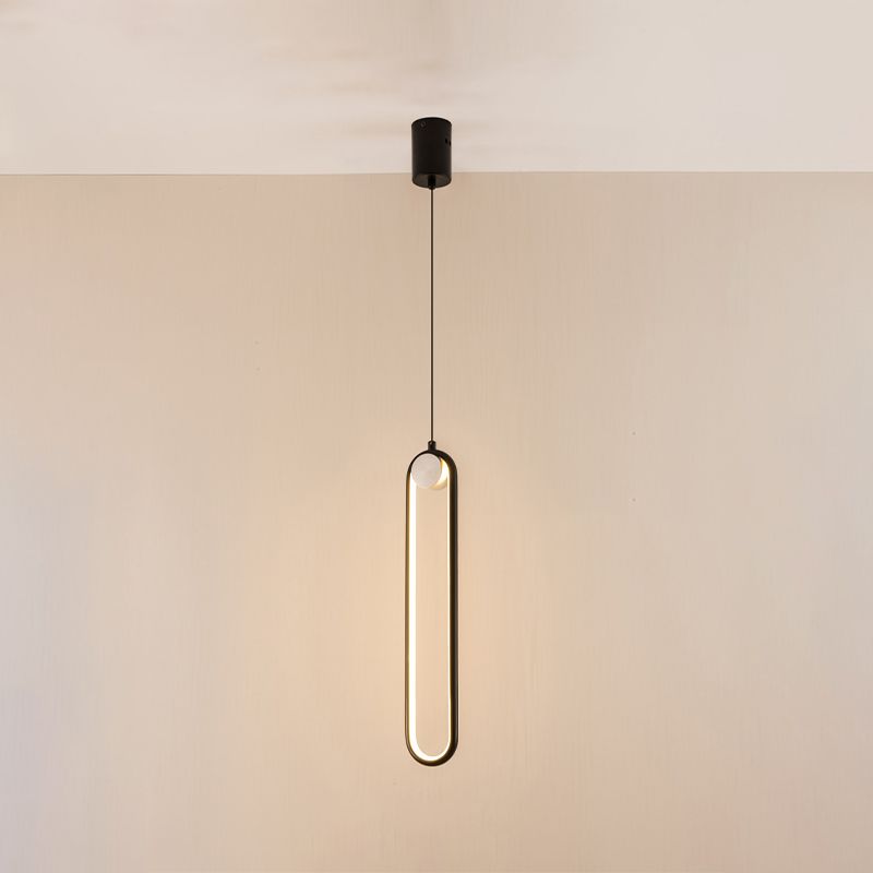 Linear Shape Metal Pendant Light Modern Style 1-Light Hanging Lamp