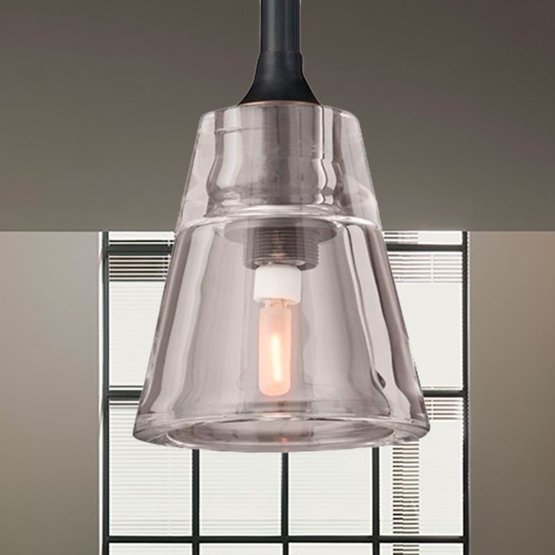 Lámpara colgante de cono negro/de latón/cromo post modernista LED doble vidrio de humo luminoso lámpara de techo