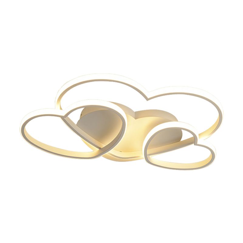 Lámpara de techo LED empotrada en forma de corazón, acrílico nórdico, blanco/rosa/dorado, montaje empotrado en techo para habitación de niños, 19,5 "/23,5" de ancho