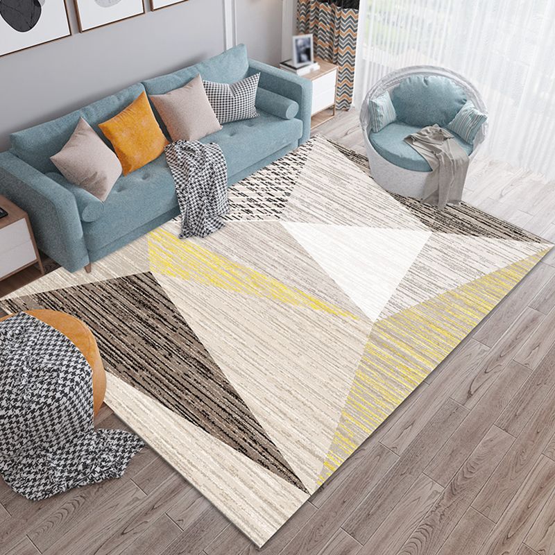 Simple Triangle Print Rug Multicolor Polyester Area Carpet Non-Slip Backing Rug for Living Room