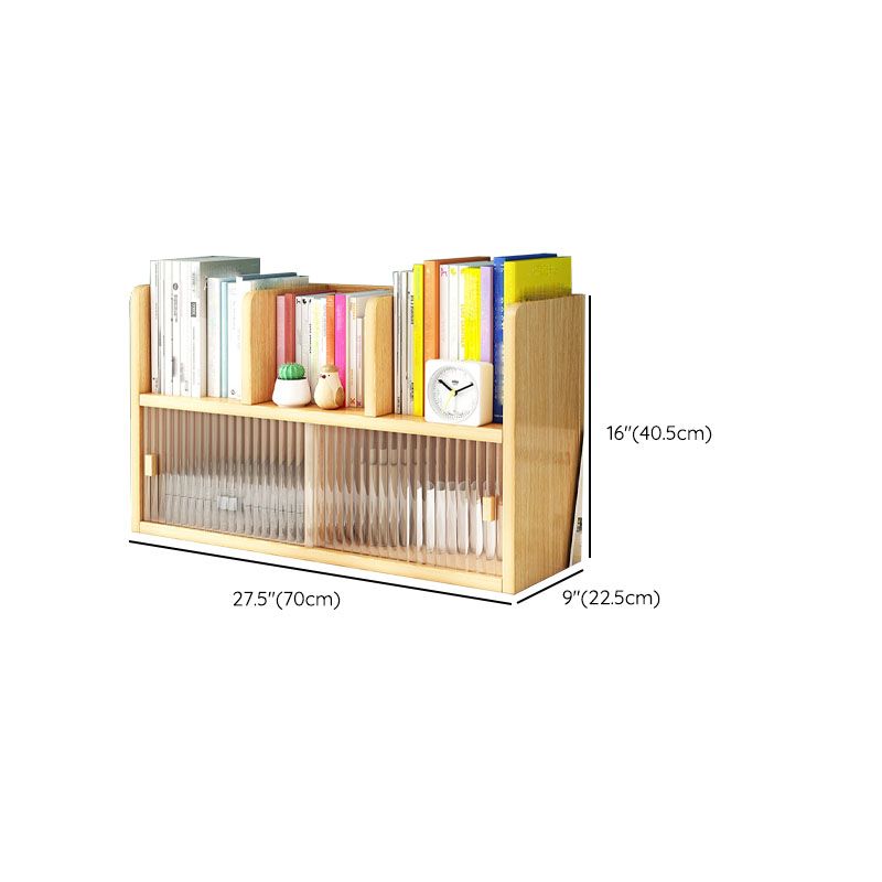 Closed Back Bookshelf Contemporary Solid Wood Bookcase with Doors