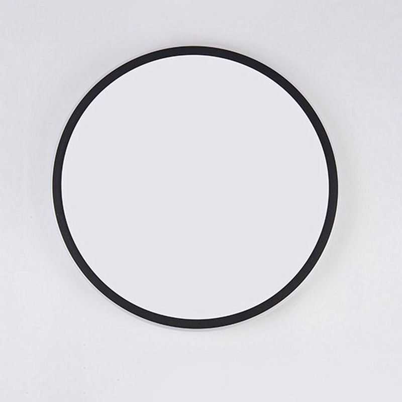 Modern Bedroom Round LED Ceiling Light Minimalist Aluminum Hallway Lighting Fixture in Black + White