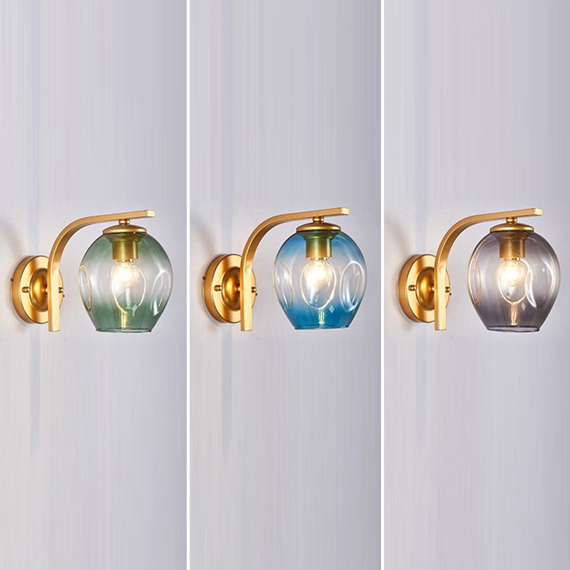 Gradient Color Concave Glass Wall Lamp 1-Light Contemporary Simplicity Style Wall Mounted Light for Hallway