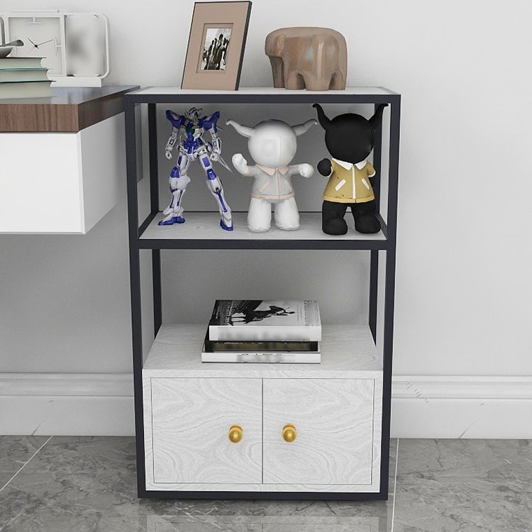 Glam Style Open Bookshelf Etagere Shelf Bookcase with Cabinet for Home