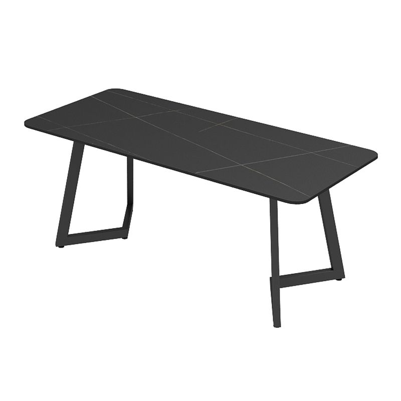 Industrial Sintered Stone Dining Table Black Table with Black Frame for Dining Room