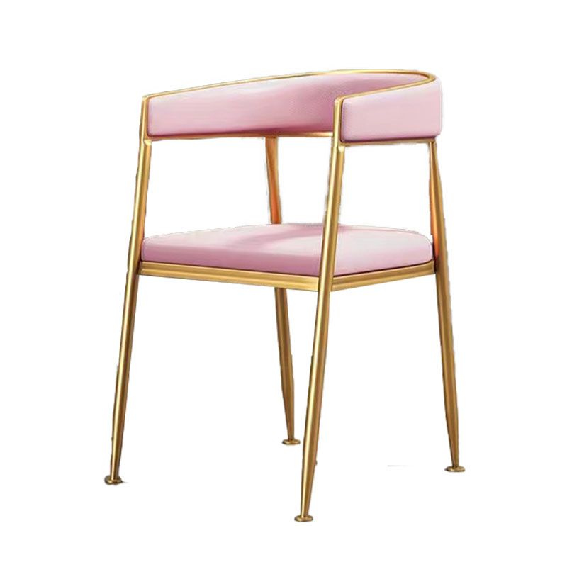 Silla de comedor tapizada con brazo de metal Glam, silla lateral de comedor para uso en restaurantes