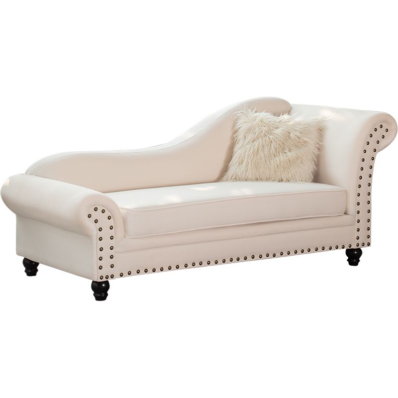 Contemporary Rolled Arms Chaise Living Room Chaise with Upholstered