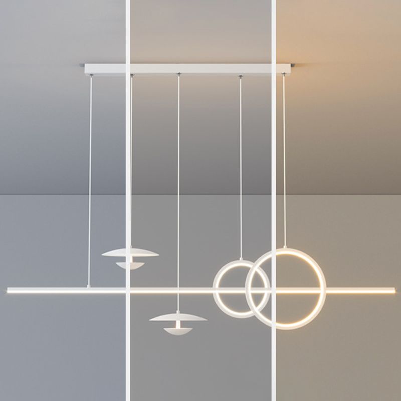 White 5-Light Kitchen Island Lighting Modernism LED Shaded Ceiling Light