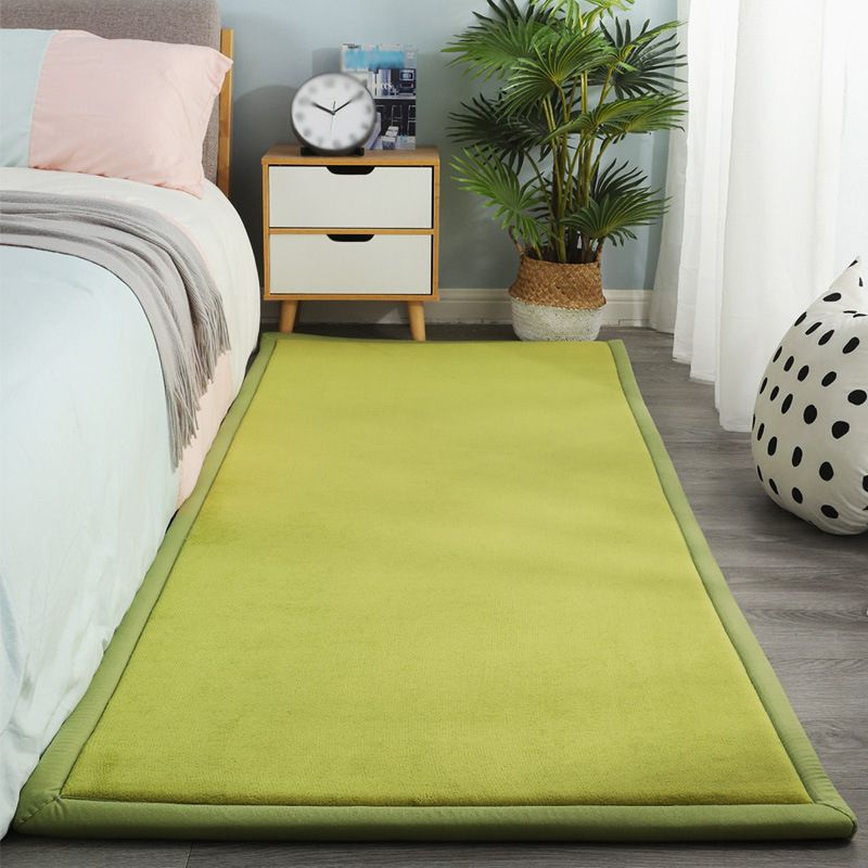 Contemporary Bedroom Rug Multi Color Solid Area Carpet Polyster Pet Friendly Anti-Slip Backing Rug