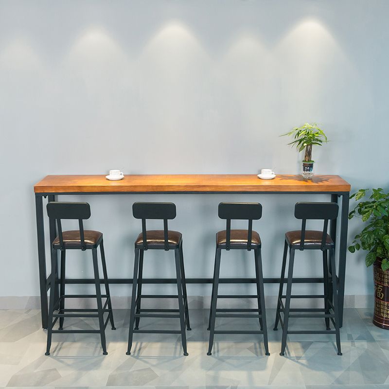1/5 Pieces Industrial Rectangle Pub Table Set Wooden Counter Table with High Stools
