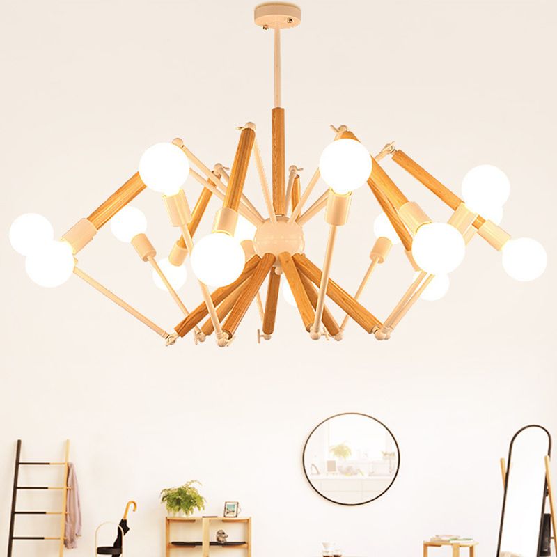 Modern Starburst Suspended Lighting Fixture Wood Pendant Lighting Fixtures for Restaurant