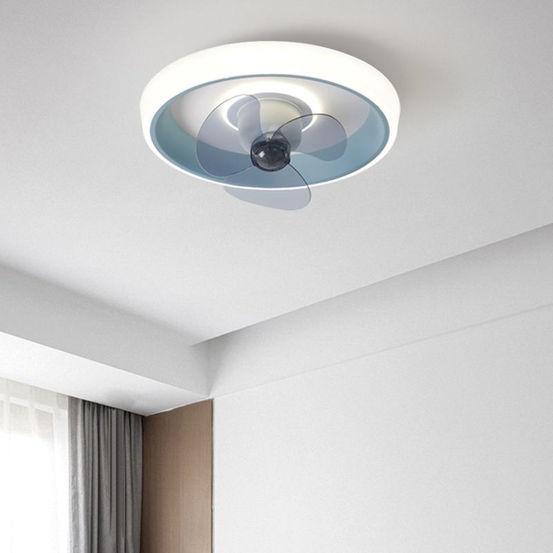 Modern Style Round Ceiling Fan Light Metal Single Light LED Flush Light