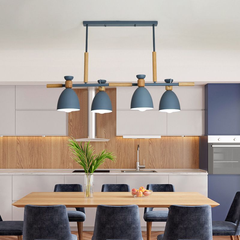 Contemporary Island Light Macaroon Metal Pendant Lighting Fixture for Dining Room