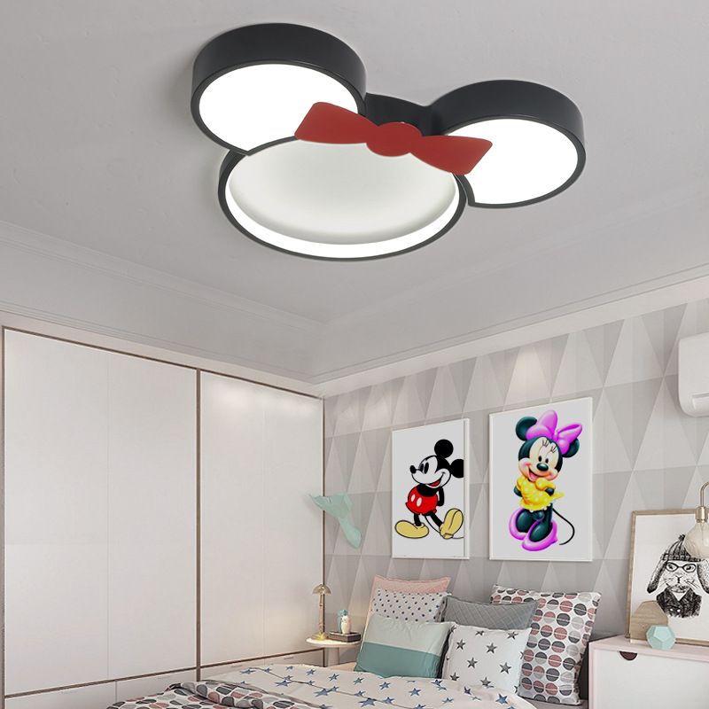 Acrylic Cartoon Mouse Ceiling Lamp Modern Simple LED Ceiling Mount Light in Black for Child Bedroom