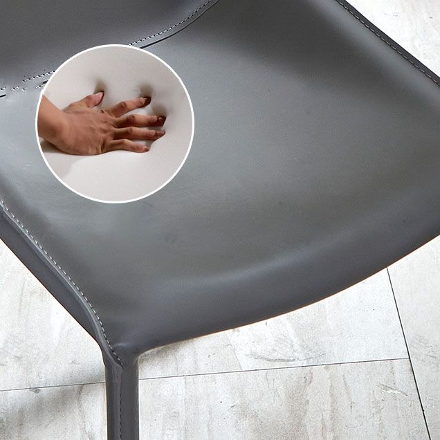 Silla de comedor de cuero moderna para interiores y exteriores, silla con respaldo sólido sin brazos