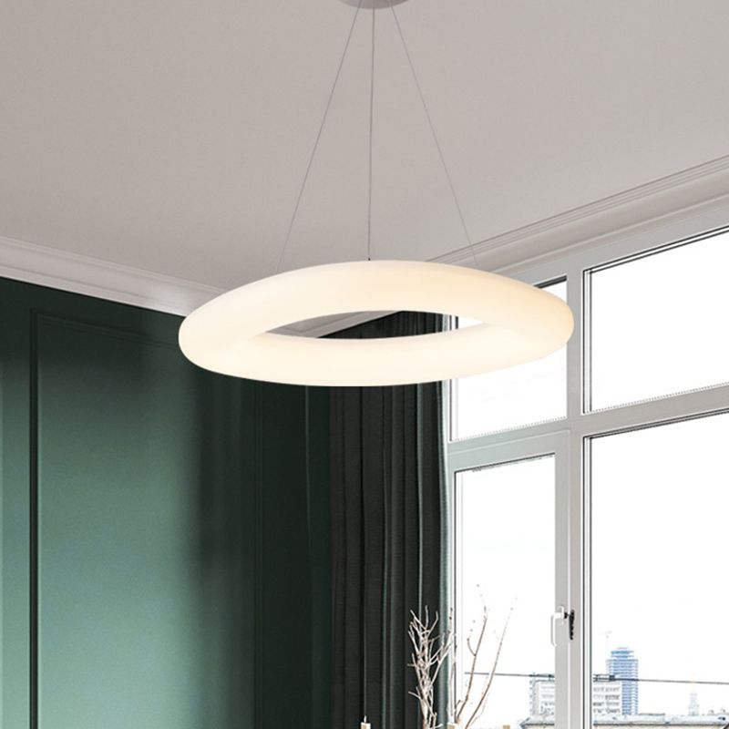 Closed Curve LED Hanging Light Minimalism Acrylic Dining Room Ceiling Pendant in White
