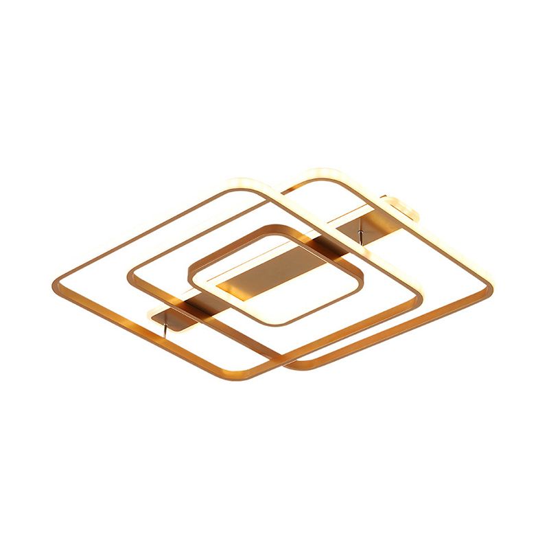 Luce a soffitto Gold Square Modernismo LED LED ACRILICO semi di montaggio in luce calda/bianca per camera da letto