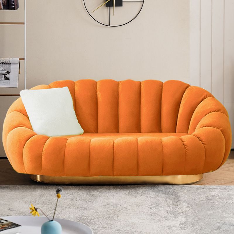 Modern Solid Color Curved Sofa with Sloped Arms for Bedroom Living Room
