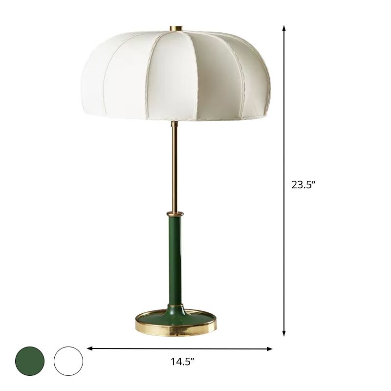 1 Kopfschattierte Aufgabenbeleuchtung zeitgenössischer Stoff Nachtischlampe in Grün/Weiß mit Metallbasis