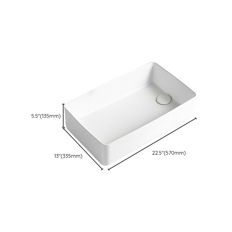 Modern Bathroom Sink Porcelain Solid Color Rectangular Vessel Bathroom Sink