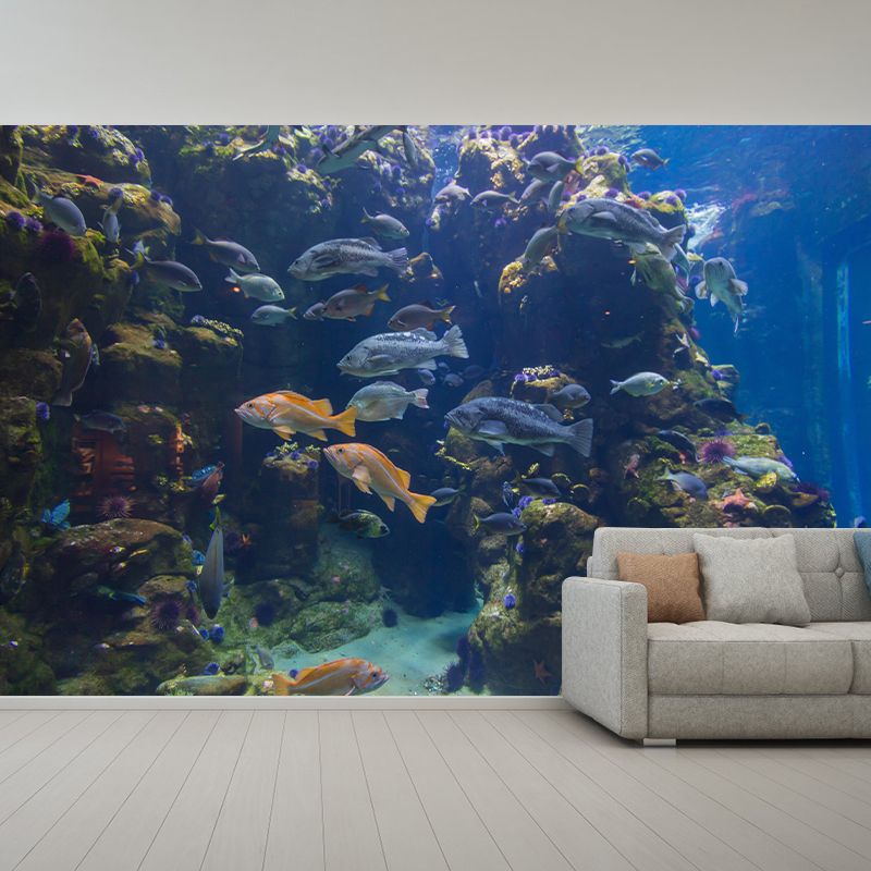 Fashionable Wall Mural Fish Patterned Sitting Room Wall Mural