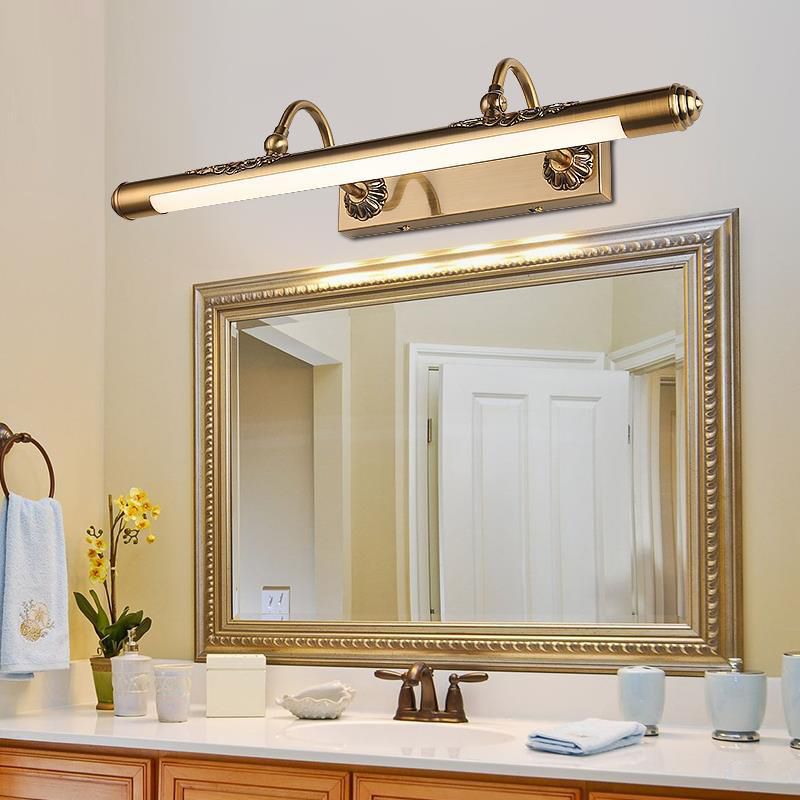 Gold LED Vanity Light Modern Simple Mirror Front Light with Acrylic Shade for Bathroom