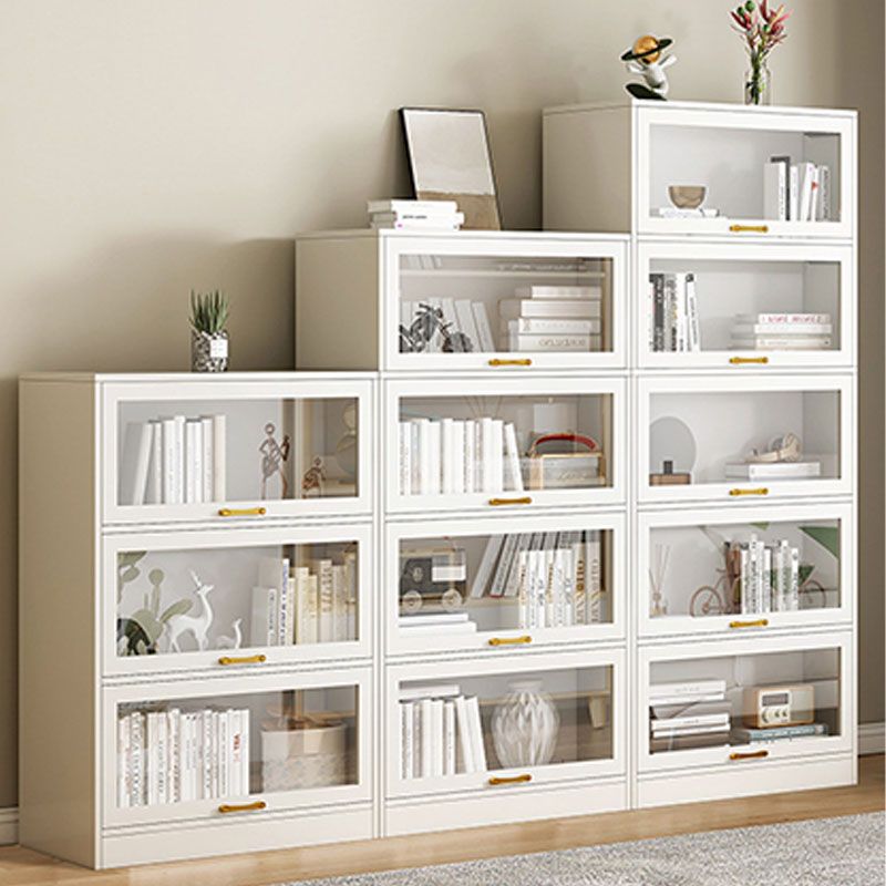 Modern Engineered Wood Shelf Bookcase Floor Closed Back Home Book Shelf with Doors