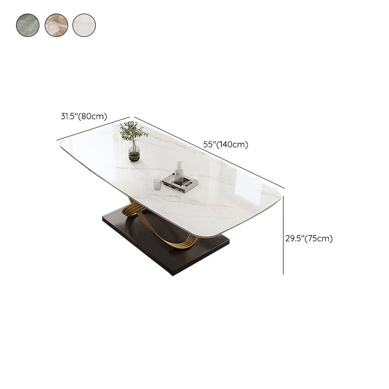 Glam Style Dinette Table Rectangle Stone Dining Room Table for Home