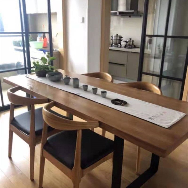 1/4/5/7 Pieces Industrial Dining Set Solid Wood and Metal Coffee Shop Table and Chairs