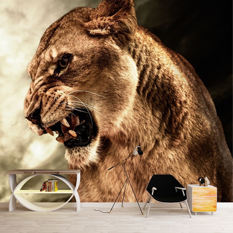 Photography Angry Lion Wall Mural Full-Size Wall Art for Living Room, Made to Measure