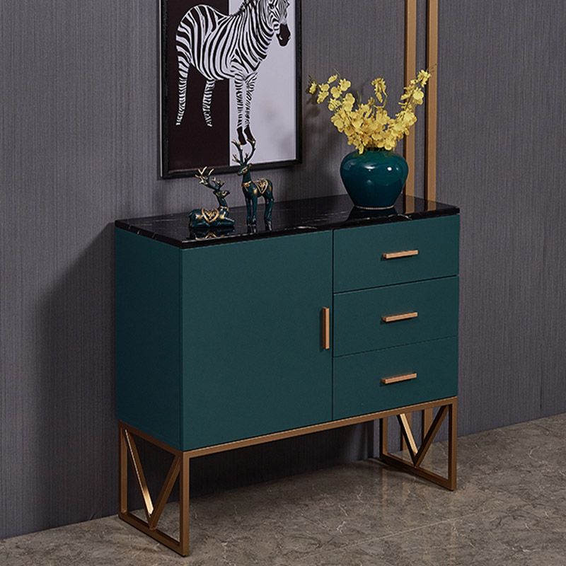 Faux Marble Green Dining Server with Drawers Modern Dining Buffet