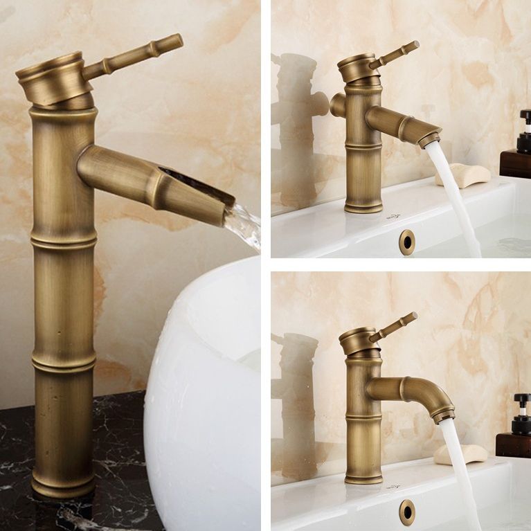 Farmhouse Brass Bathroom Faucet Lever Handle Faucet Single Hole Vessel Sink Faucet