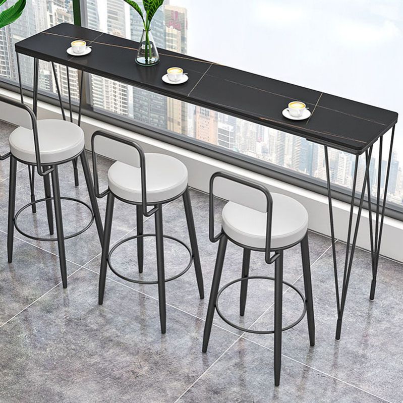 Mesa de barra de hierro negro industrial Mesa de mármol sintético Top 41.3 "H Mesa Bistro