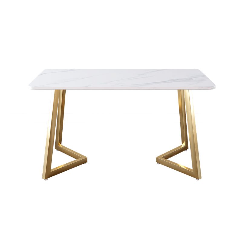 Glam Iron Dinette Set 1/2/5 Pieces Rectangle White Sintered Stone Top Dining Table Set