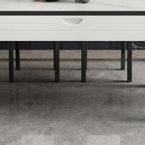 Modern Style Stone Furniture Set 7 Pieces Round Shape Dinette Table with Armless Chair