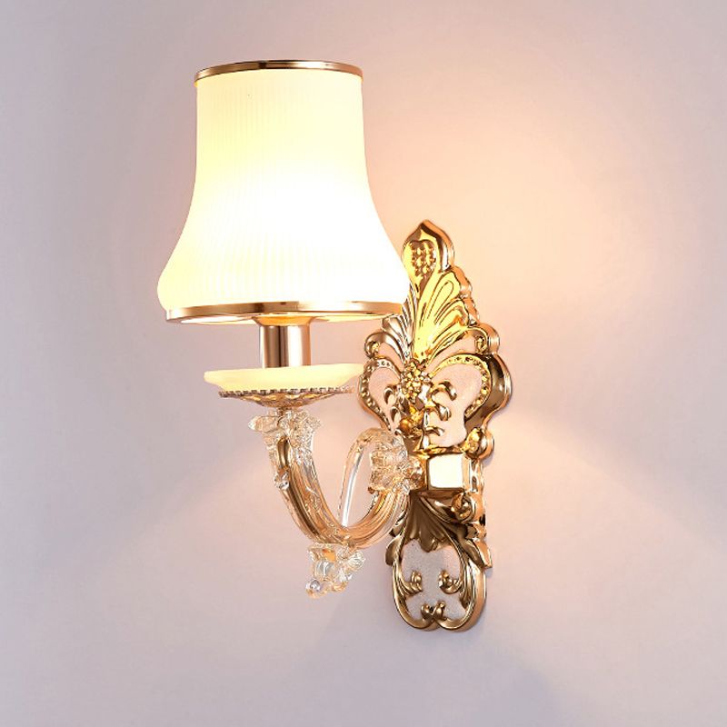 Modernist Wall Sconce Glass Wall Light Fixture in Gold for Living Room