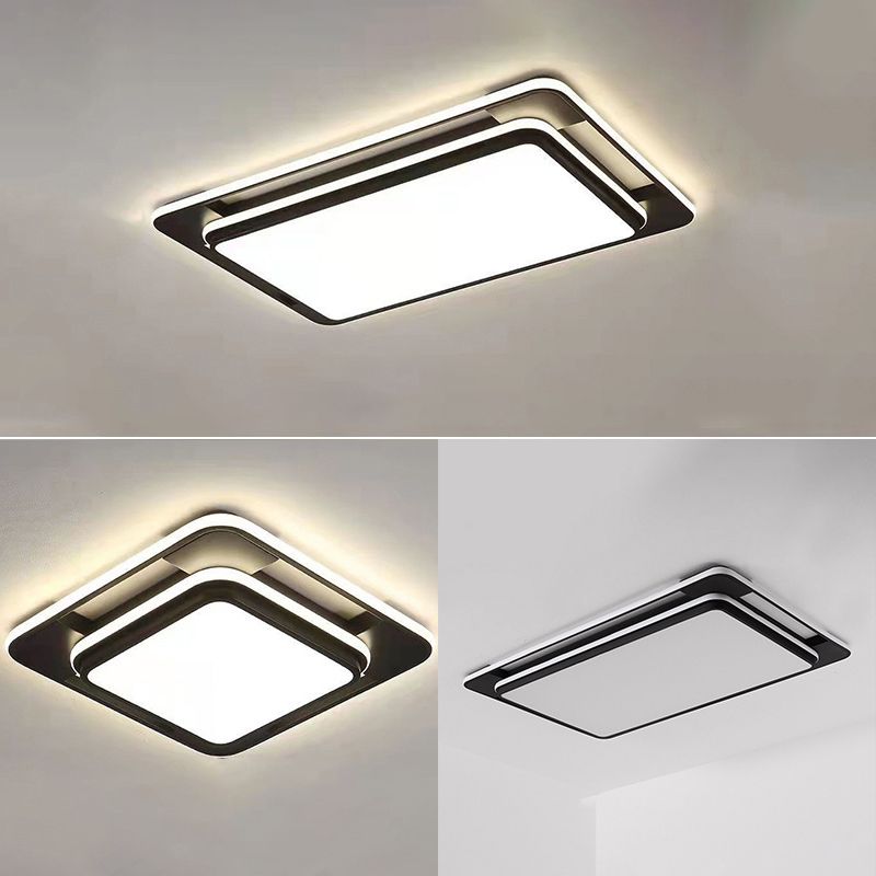 Black Modern Style Flush Ceiling Lights 1-Light Geometric Acrylic Flush Mount Fixture