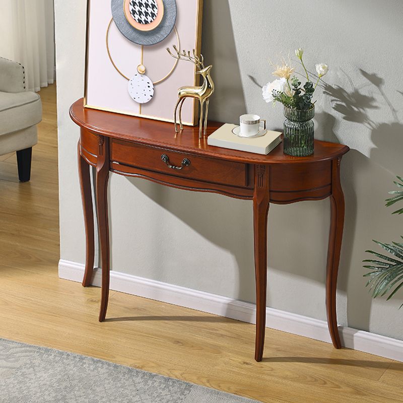 Mid-Century Modern Console Table Half Moon 4 Legs Rubbered Wood Sofa Console Table