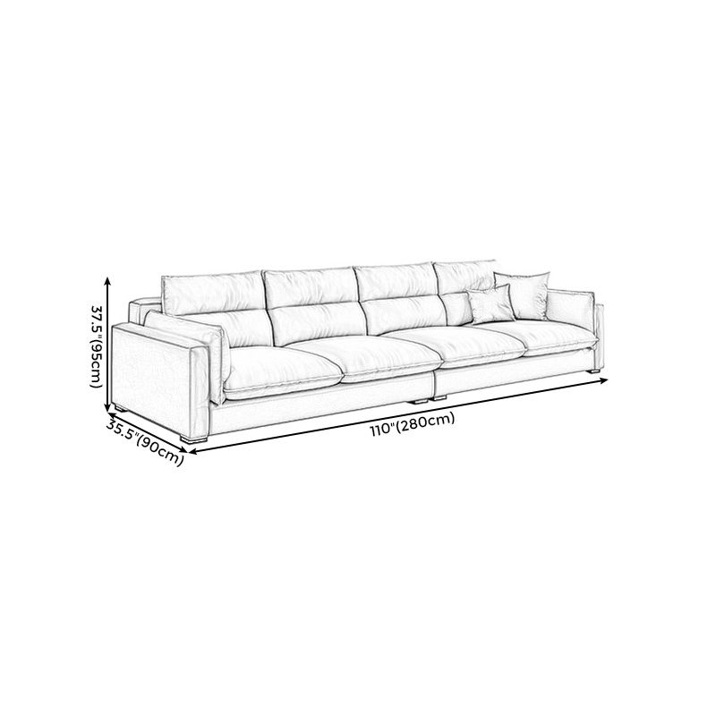 Stain Resistant Beige Stationary Faux Leather Living Room Square Arm Seating
