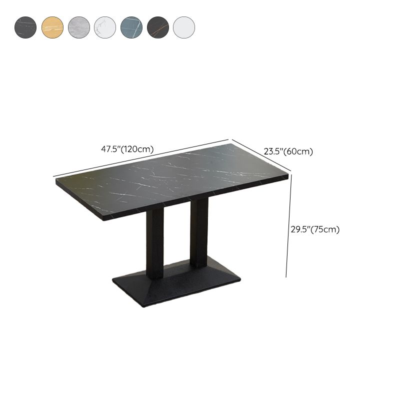 Modern Manufactured Wood Top Black Metal Pedestal Dining Table