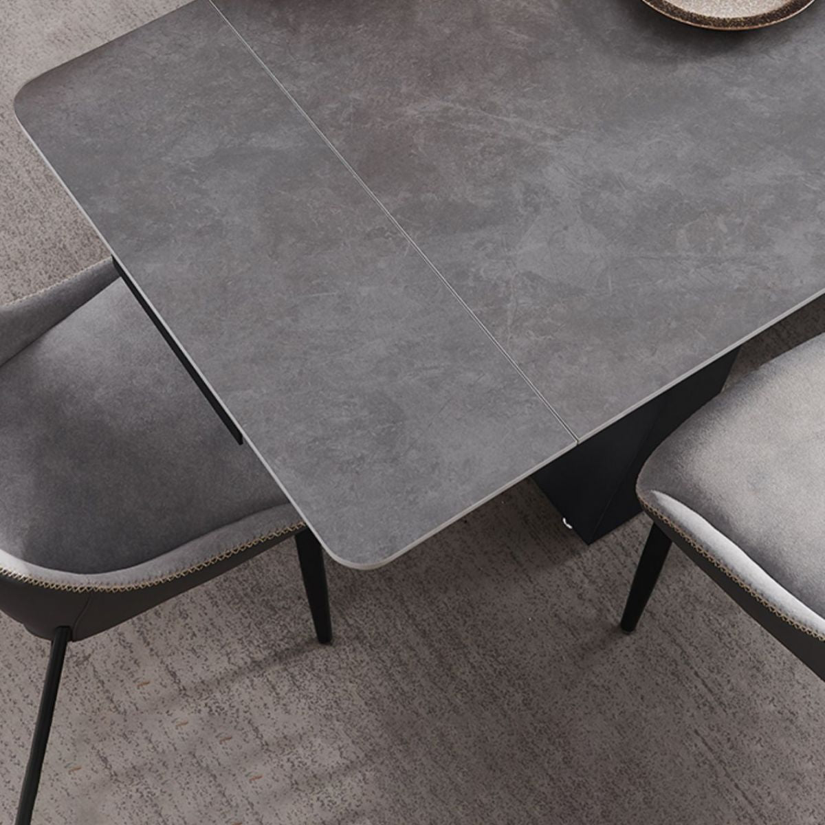 Modern Scalable Dinette Set 1/4/5/7 Pieces Grey Sintered Stone Top Dining Table Set